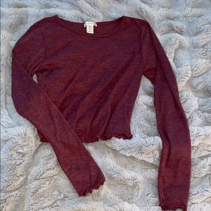 Brand New Purple Long Sleeve Crop Top